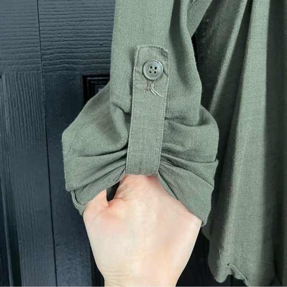 Olive green linen jacket - Picture 2 of 2